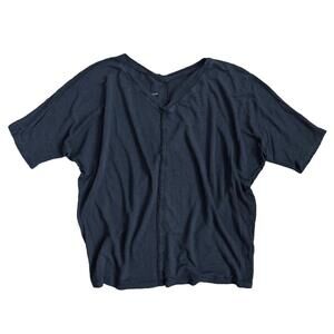 Eileen Fisher Black Knit 100% Linen Batwing Top, Size: XL